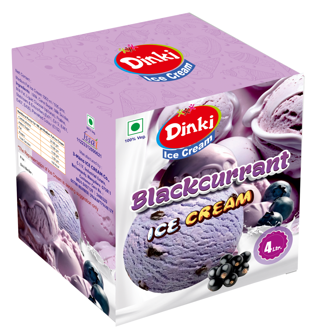 Dinki Ice Cream Black Current 4 Ltyr