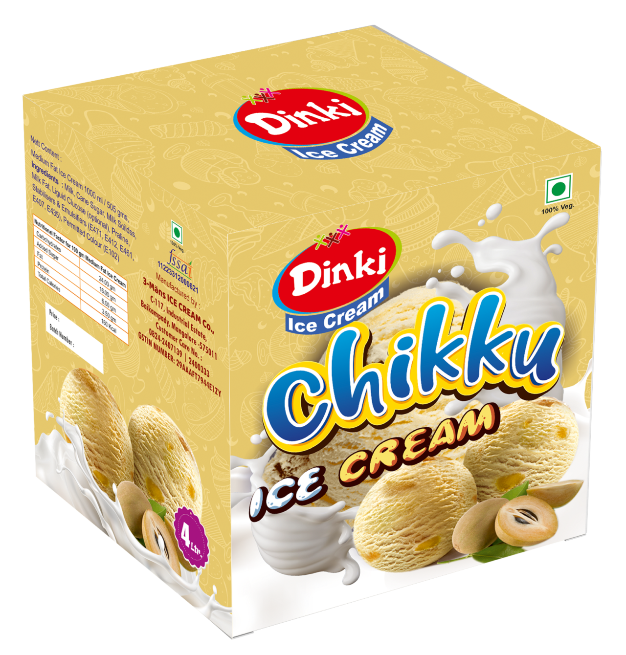 Dinki Chikku Ice Cream 4 Ltr.