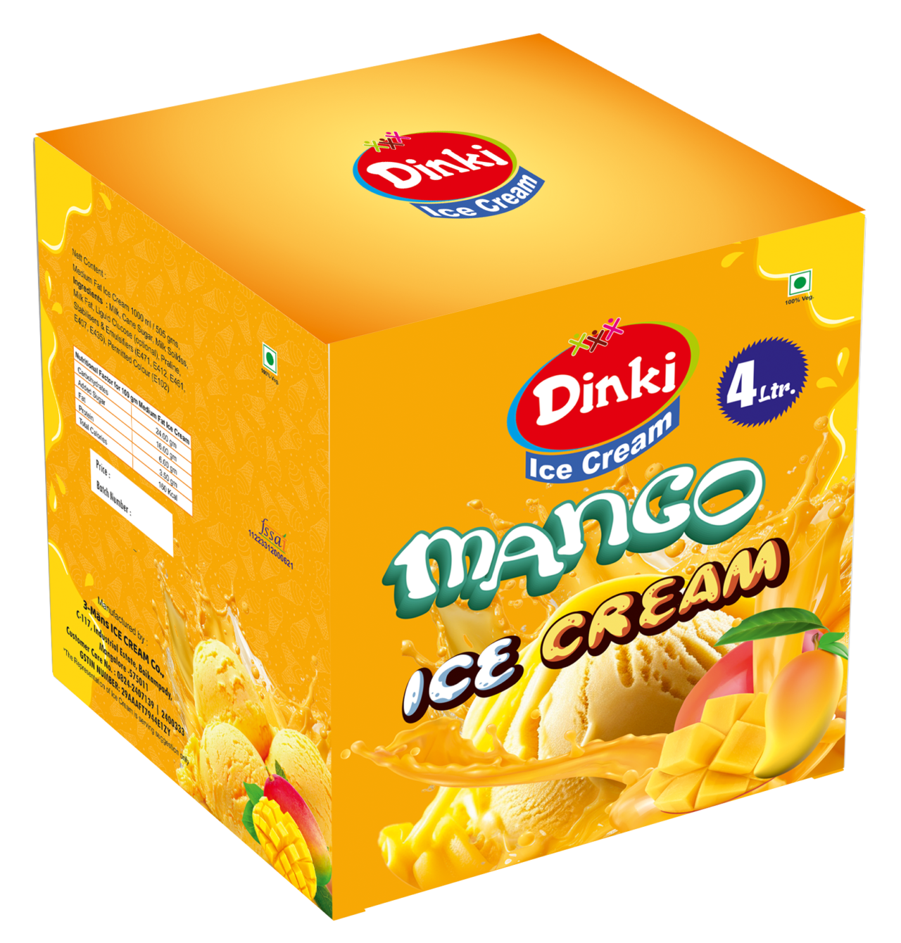 Dinki Mango Ice Cream 4 Ltr.