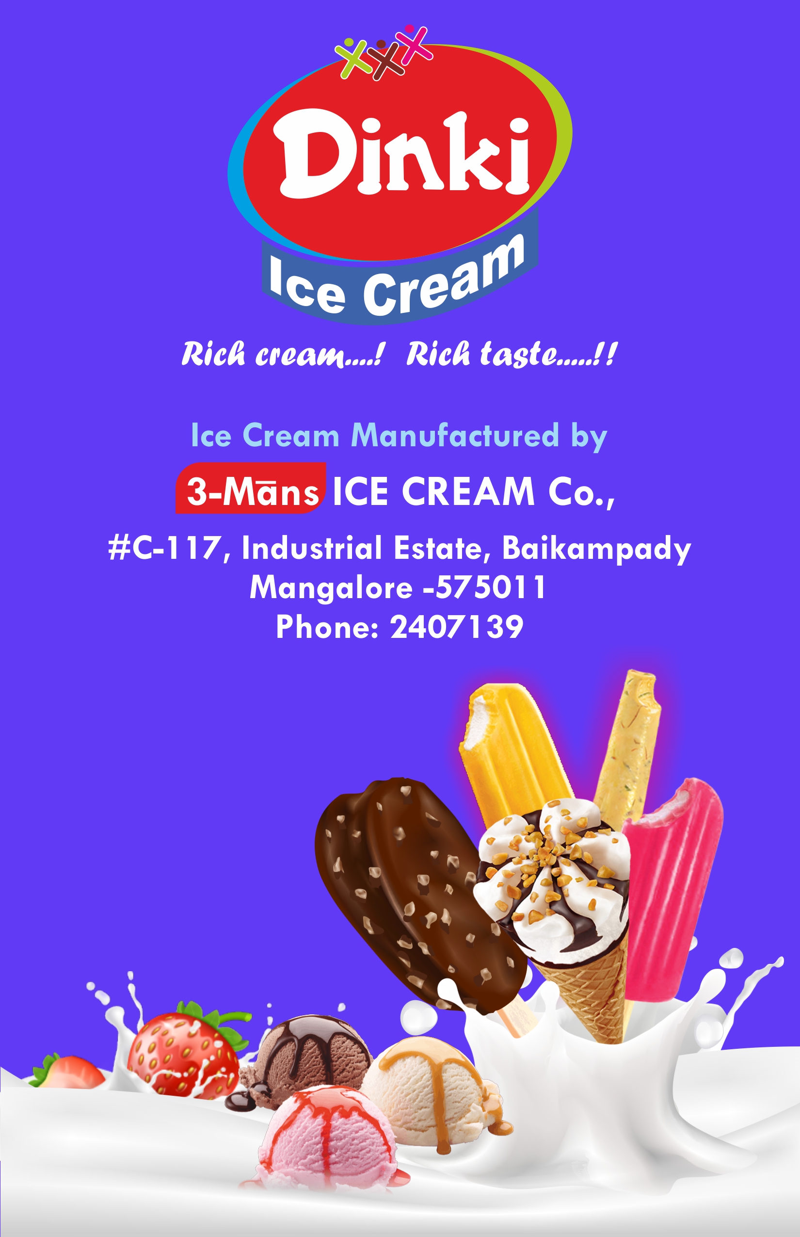 Dinki Ice Cream Menu Card