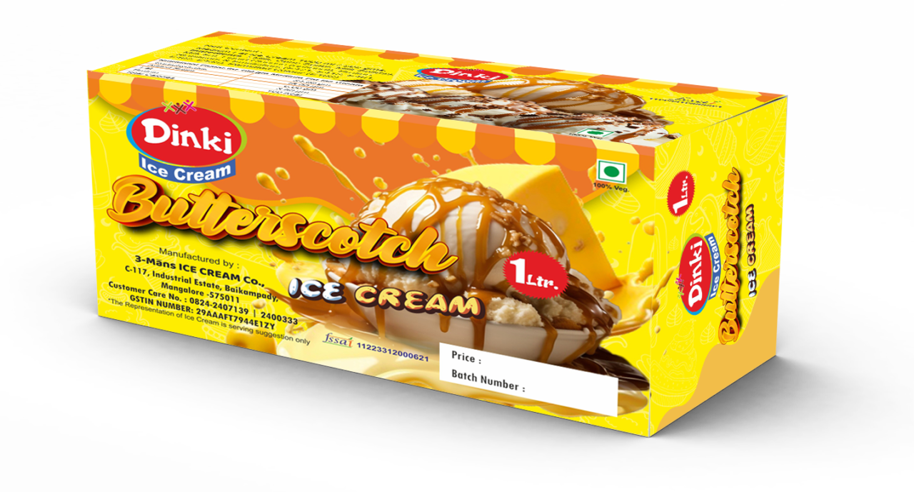 Dinki 1 ltr. Butterscotch ice cream