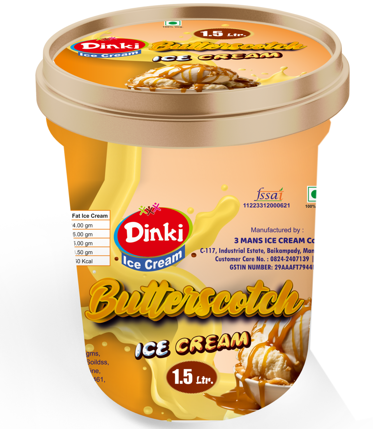 Dinki Butterscotch 1.5 ltr Container