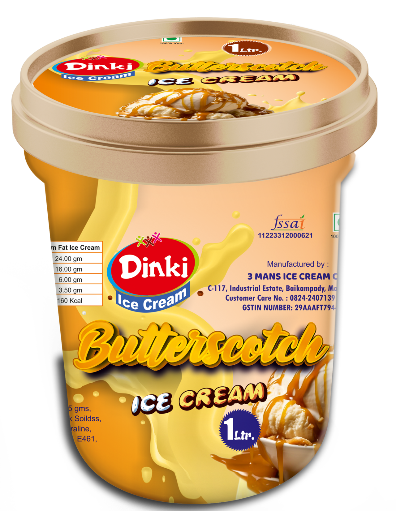 Dinki Butterscotch 1 ltr Container