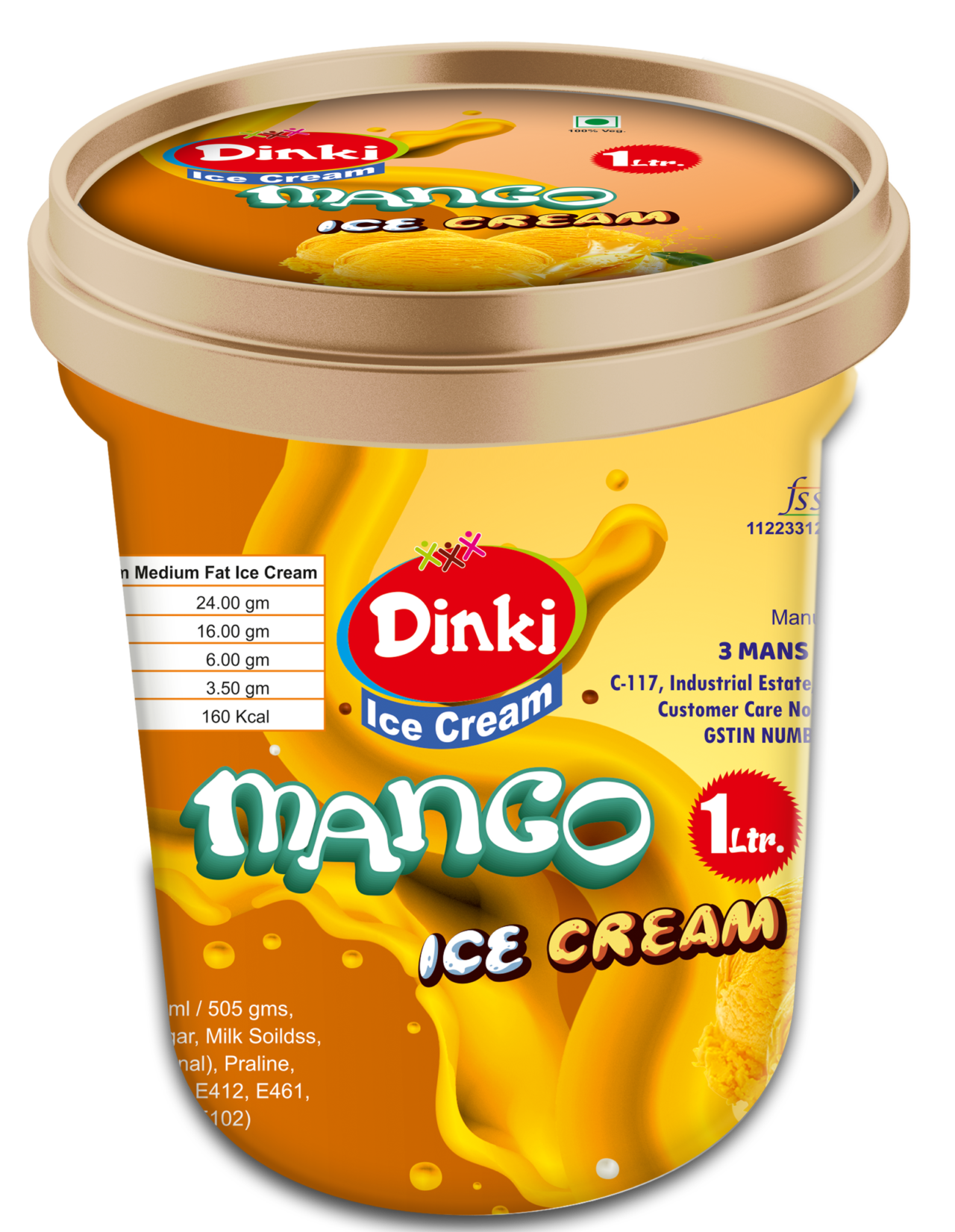 Dniki 1 Mango ice cream container