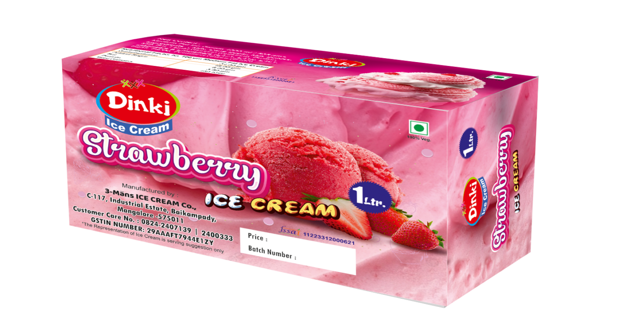 Dinki 1 ltr. Strawbary ice cream